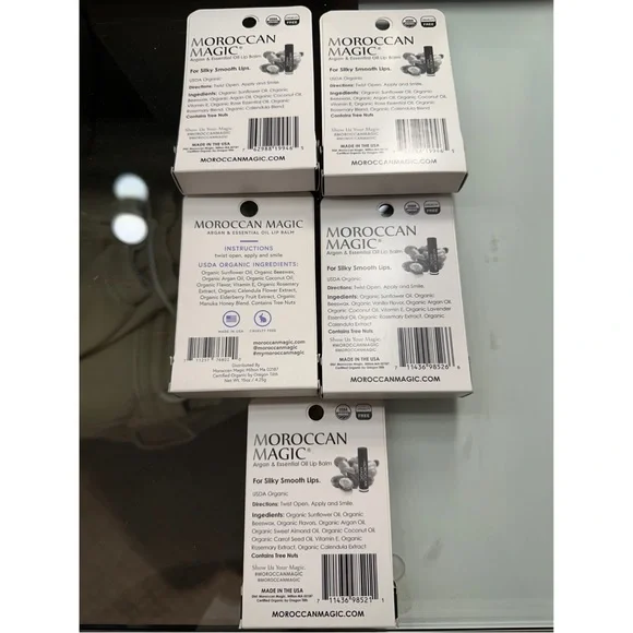 BRAND NEW FIVE MOROCCAN MAGIC ARGAN & ESSENTIAL OIL LIP BALM - Picture 5 of 5